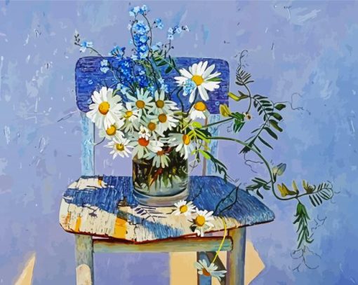 Daisies Flowers On Chair paint by number