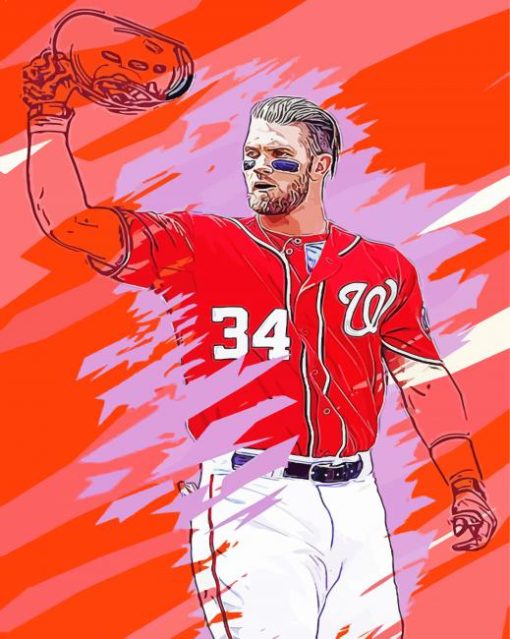 Illustration Bryce Harper paint by number