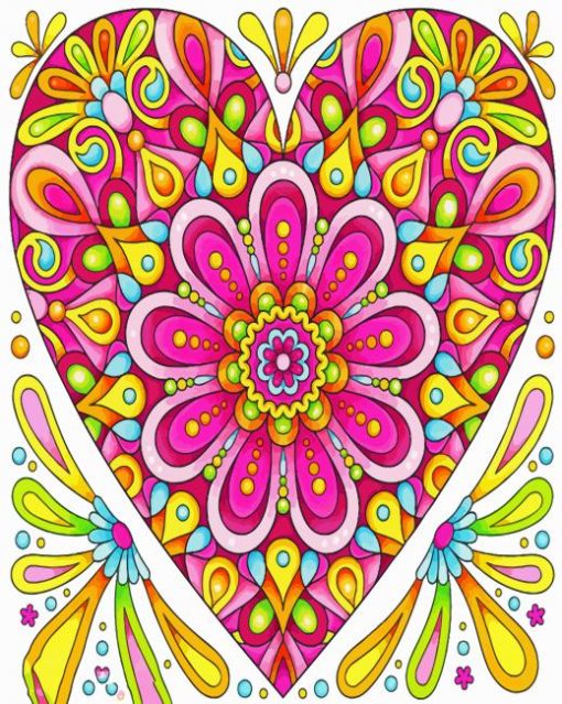 Mandala Heart Art paint by number