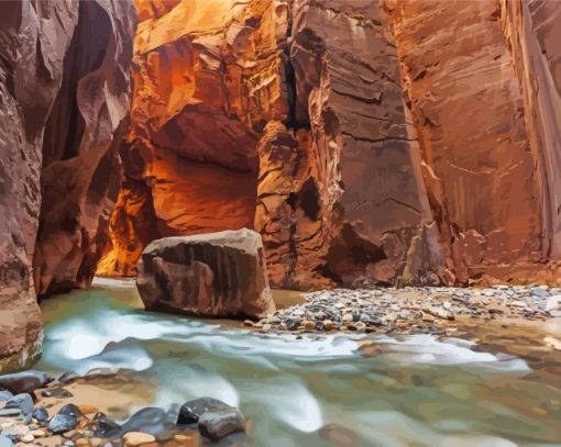 Narrows Zion Park paint by number