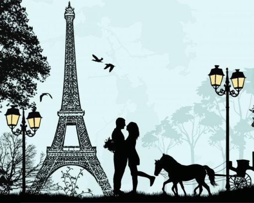 Paris Couple Silhouette paint by number