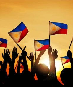 People Holding Philippine Flag Silhouette paint by number