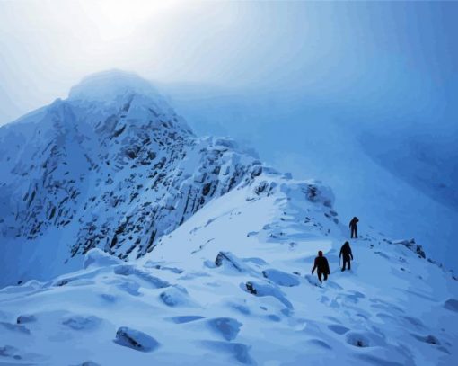 Road To A Snowy Mountain In Winter paint by number