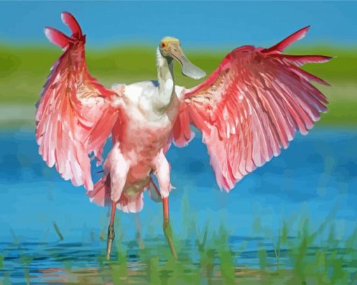 Roseau Spoonbill Bird paint by number