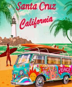 Santa Cruz Beach Poster Art PAINT BY NUMBER