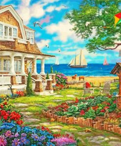 Sea Cottage Garden paint by number