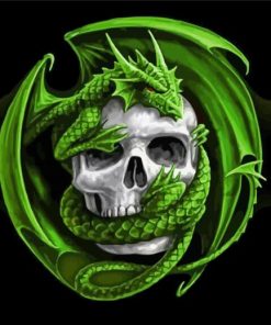 Skull And Green Dragon paint by number