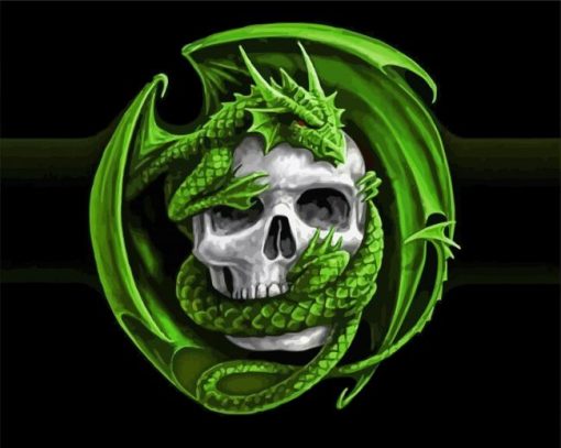 Skull And Green Dragon paint by number