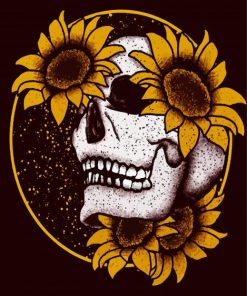 Skull Sunflower paint by number