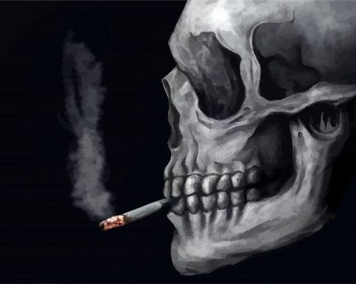 Skull With Cigarette paint by number