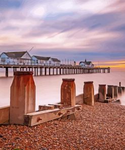 Southwold Beach At Sunset paint by number