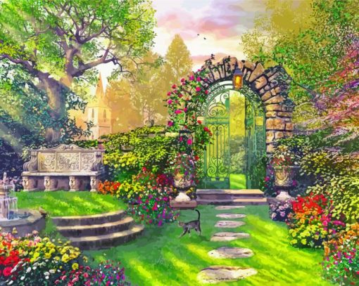 Spring Garden Gate paint by number