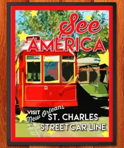 St Charles Streetcar Poster paint by number