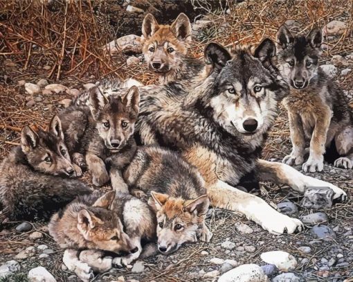 Wolf Family paint by number