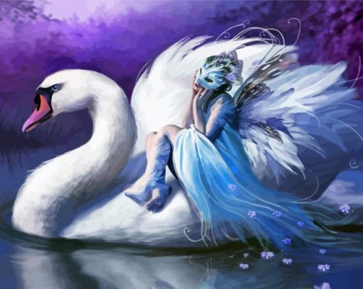 Woman And Swan paint by number