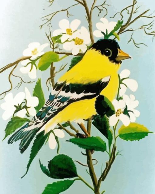 Yellow Finch And Flowers paint by number