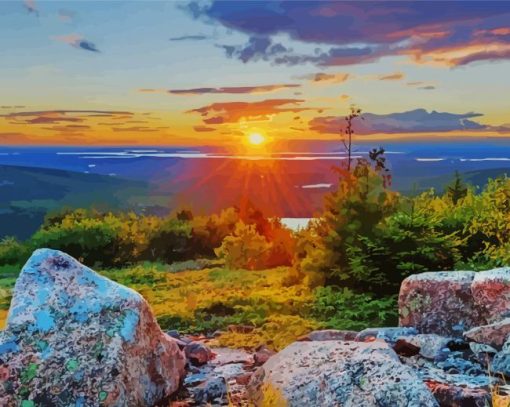 Acadia Mountain Sunset paint by number