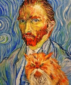 Aesthetic Cat Van Gogh Art paint by number