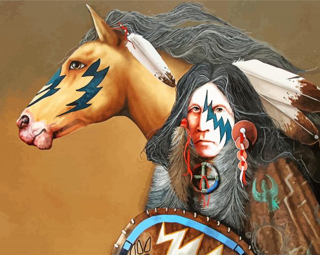 Aesthetic Native American Horse paint by number