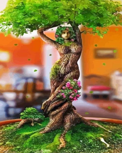 Beautiful Woman Tree paint by number