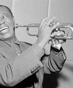 Black And White Trumpeter Louis Armstrong paint by number