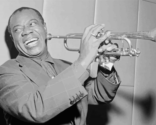 Black And White Trumpeter Louis Armstrong paint by number