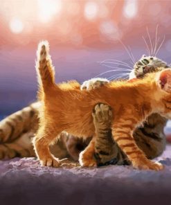 Cat Mother Huging Baby kitten paint by number