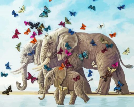 Elephant And Butterfly Art paint by number