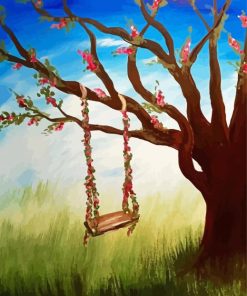 Floral Tree Swing paint by number