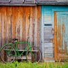 Green Bicycle By Door paint by number