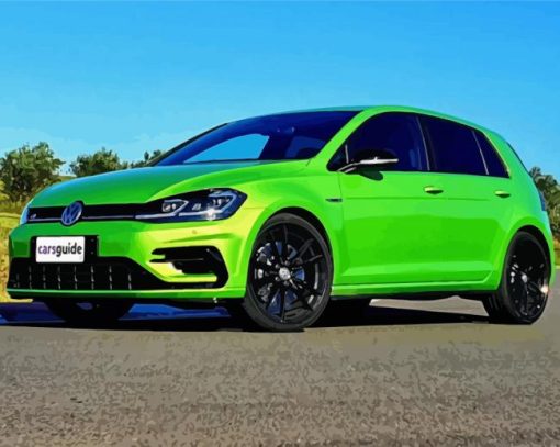 Green Vw Golf Car paint by number