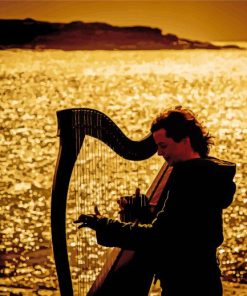 Harpist Silhouette paint by number