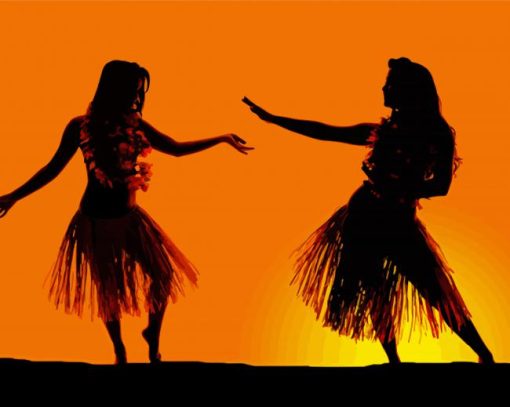 Hawaiian Hula Ladies Silhouette paint by number