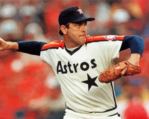 Nolan Ryan Baseball Pitcher paint by number