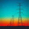 Powerline With Red Sunset paint by number