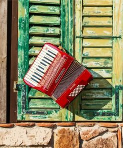 Red Accordion paint by number