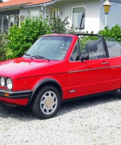 Red Vw Cabriolet paint by number