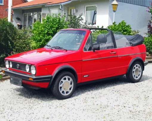 Red Vw Cabriolet paint by number