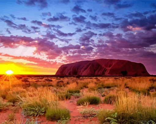 Sunset Time In Australian Outback paint by number