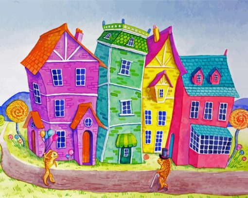 Whimsical Houses paint by number