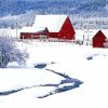 Barns With Snow paint by number