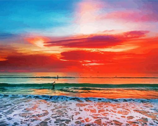 Beautiful Sunset In Cocoa Beach Florida paint by number