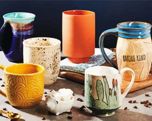 Beautiful Ceramic Cups paint by number