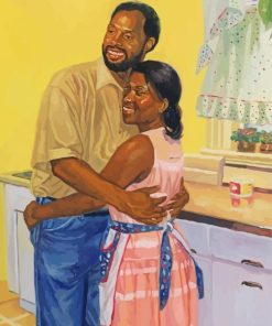 Black Couple Hugging paint by number