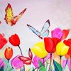 Butterfly On Tulips paint by number