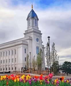 Cedar City Temple Garden Paint by number