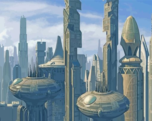 Coruscant City Buildings paint by number