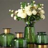 Dark Green Vase Of Flowers paint by number