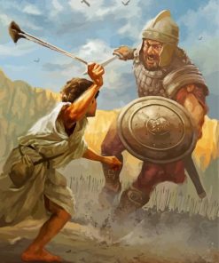 David And Goliath Fight paint by number