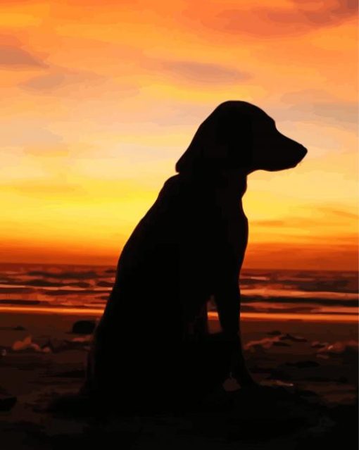 Dog And Sunset paint by number